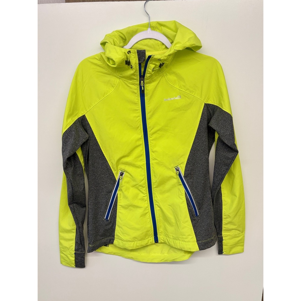Active Running Shell Jacket Hooded Neon Yellow Avalanche Women M Hiking Safety